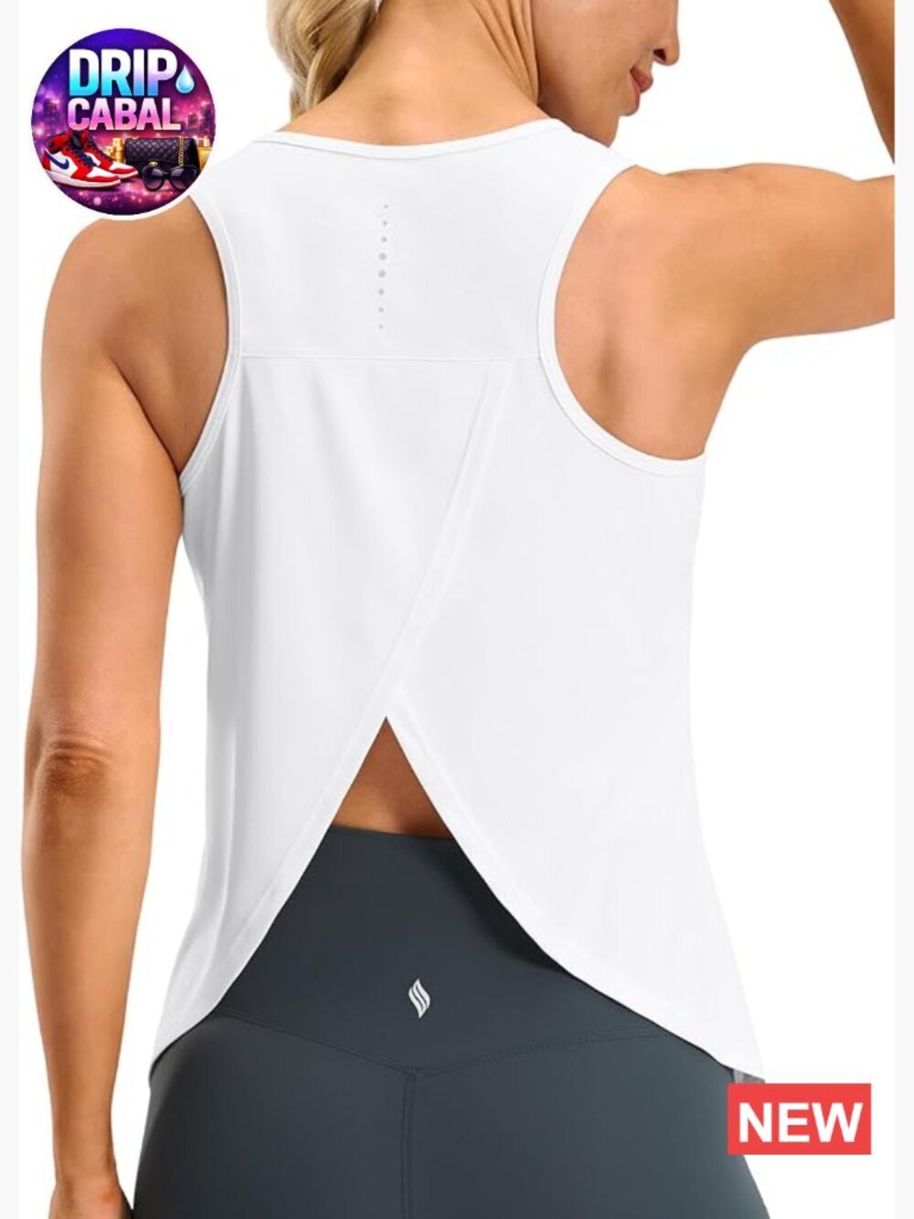 Sleeveless Racerback Tank Top Open Back Loose Fit Athletic Gym Yoga Shirt Quick